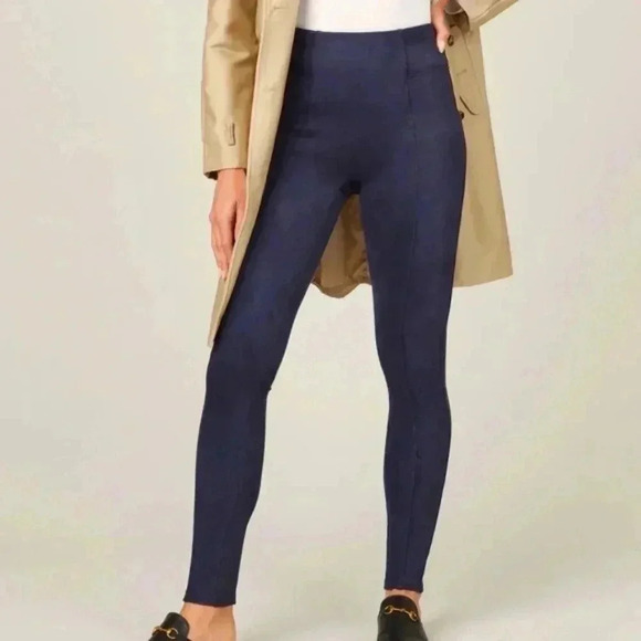 SPANX Faux Suede Leggings - Navy Blue